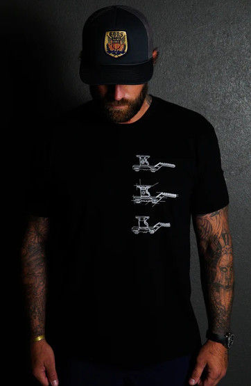 GBRS short sleeve tshirt in black on person